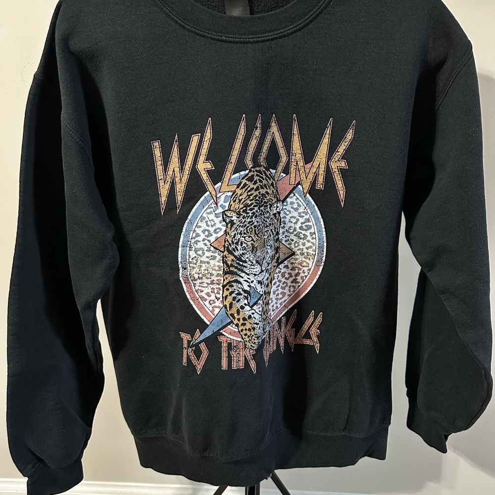 Sweet Claire Black Graphic Crew Neck Sweater